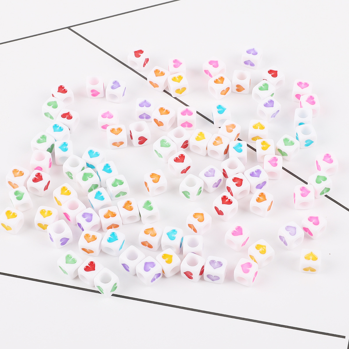 DIY acrylic digital and English letter beads for children's beaded jewelry accessories, 100 loose beads and square beads per pack Item Picture