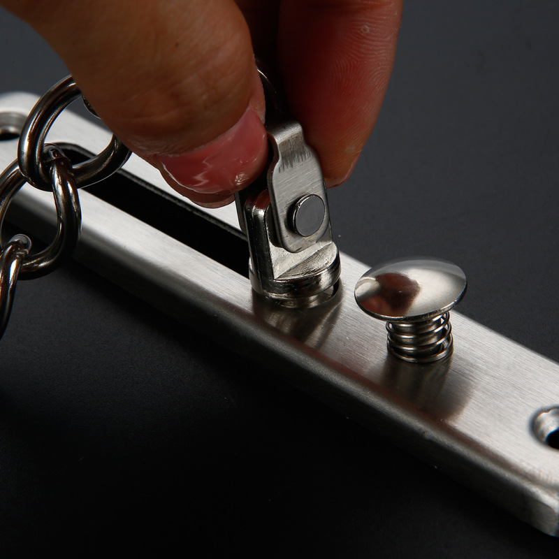 不锈钢按钮防盗链 酒店宾馆防盗门链 房门安全链加粗门扣插销详情图3