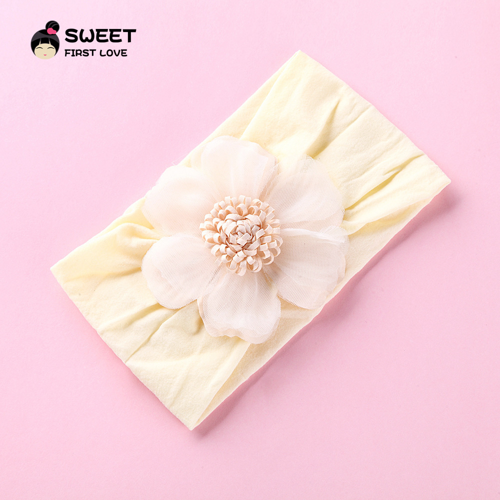 Manufacturers Direct Sales New Children's Hair Accessories Solid Color Nylon Baby Headband Net Silk Sun Flower Baby Headband details Picture
