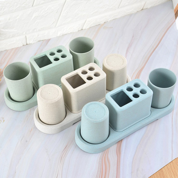 Wheat straw couple toiletries set, household toothbrush cup holder, student toothbrush and toothbrush holder, plastic mouthwash cup manufacturer Application Scenario