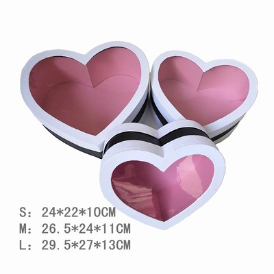 Window Love Gift Box Set of Three pieces, Valentine's Day Rose box, Heart Box available in four colors #107 Item Picture