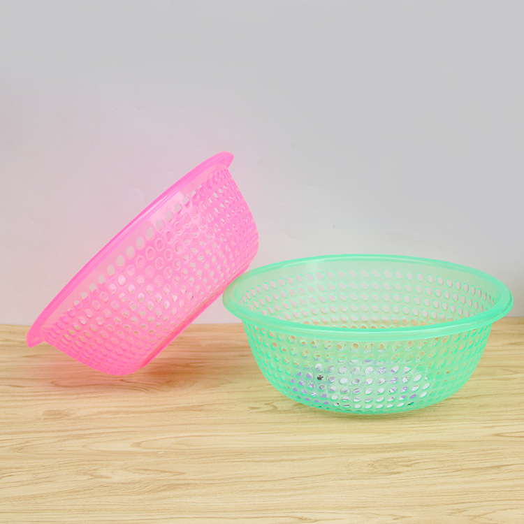 Factory direct sales of small transparent fruit and vegetable baskets, round fruit and vegetable baskets, vegetable washing sieves and storage baskets Item Picture