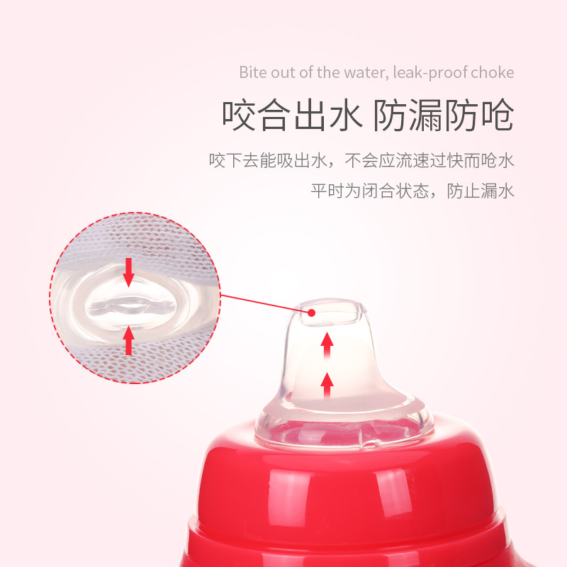 Baby duckbill cup, learning to drink cup, infant handle with scale, gravity ball, straw water cup, children's water cup 180ML details Picture