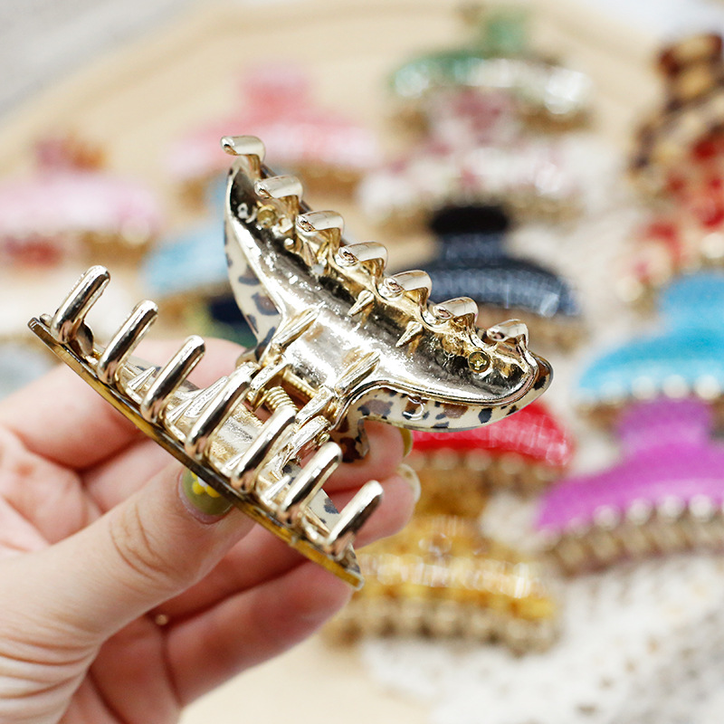 Korean Hair Accessories 7 Cm Acrylic Acetate Clip Women's Small Polka Dot Leopard Plate Hair Clip Wholesale 2 Yuan Store details Picture