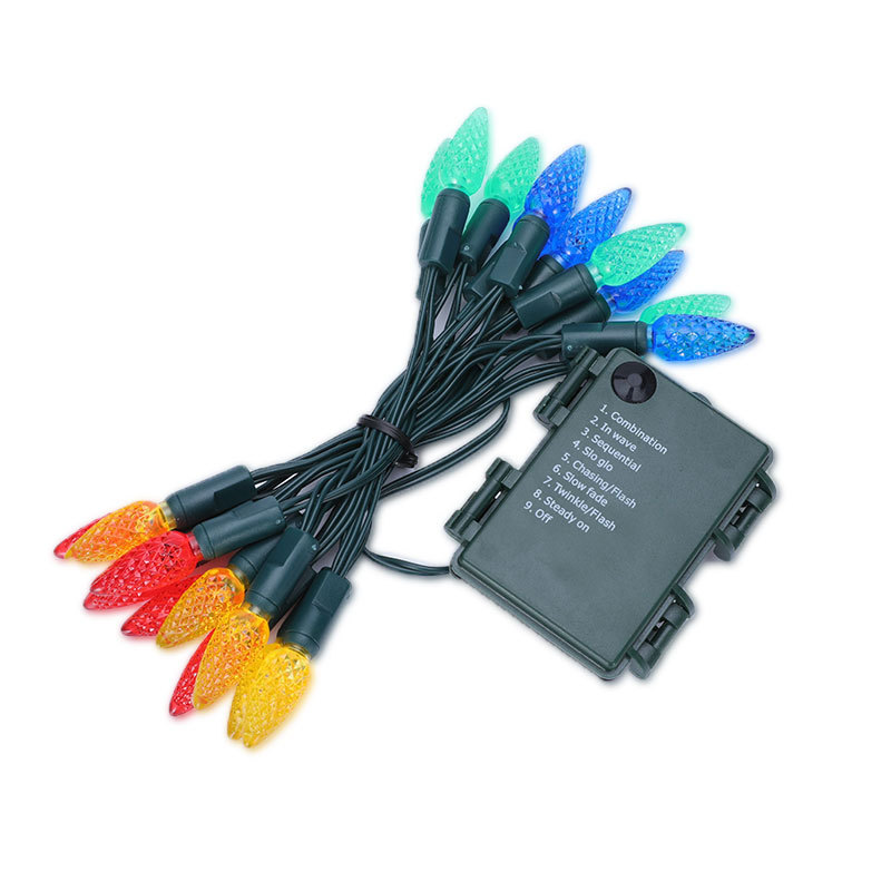 New five-color C6 strawberry light string, eight-function LED battery gift light string, C3 Christmas festival decorative color light Item Picture