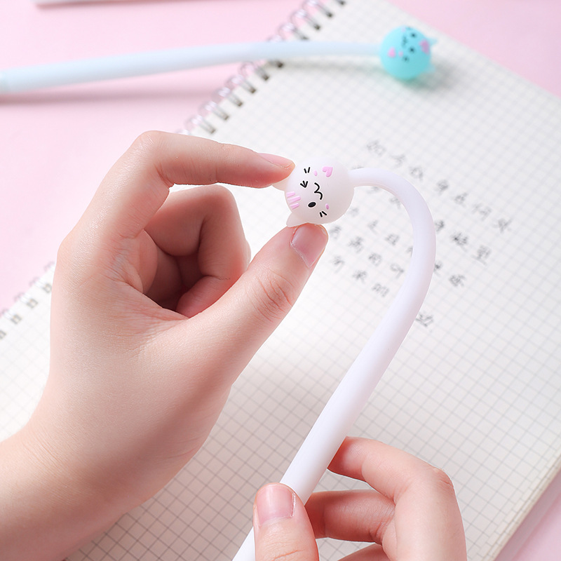Zhongfan Stationery ZF2066 Sweet Cat Gel Pen Silicone animal-shaped student stationery Creative Factory Direct Sales Specification image
