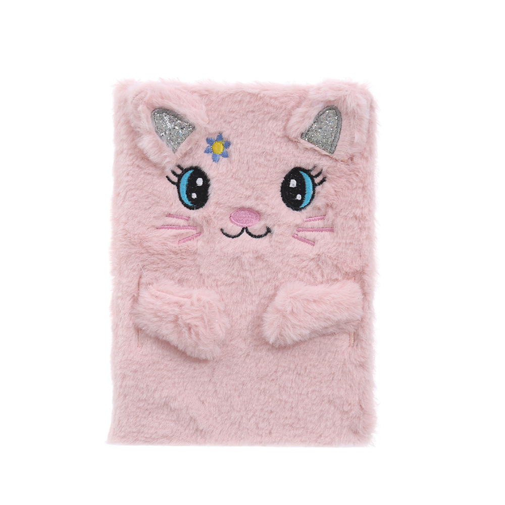 Thousand Yu Culture Winter New Cartoon Plush Notebook Cute Rabbit Ears Girl Heart Ledger Little Girl Pink Notepad Item Picture