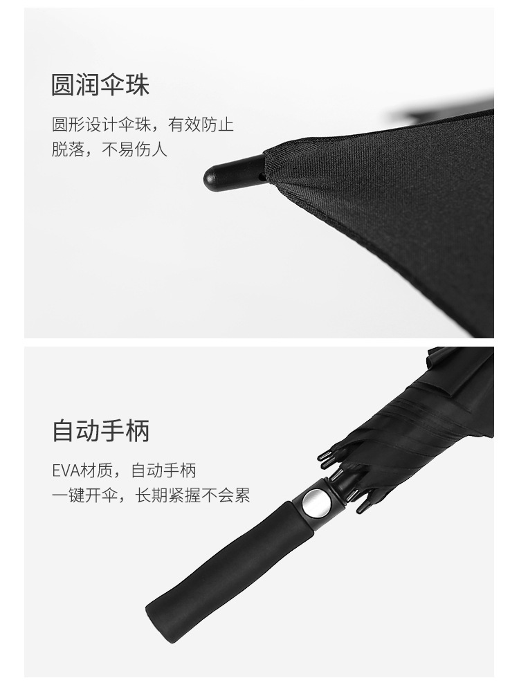 全纤维高尔夫伞自动开长柄伞大号弯柄直杆雨伞商务双人礼品广告伞详情30