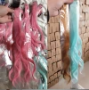 Colored hair pieces, curly hair pieces, straight hair, gradient perming, simulated hair, high-temperature silk wigs, women's long and short hair extensions, no marks, free shipping Item Picture