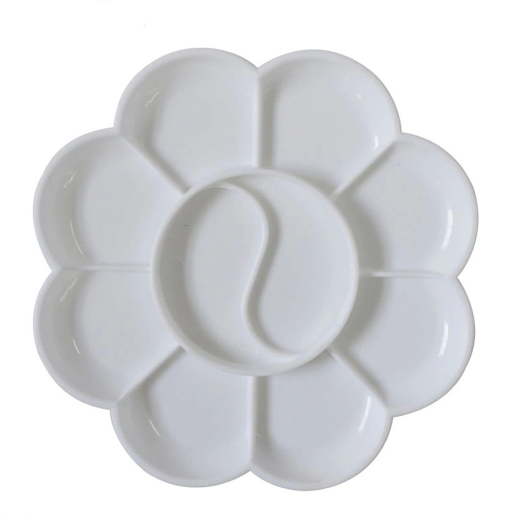 厂家供应各种规格大小调色盘塑料环保梅花调色板圆形调色盘A085