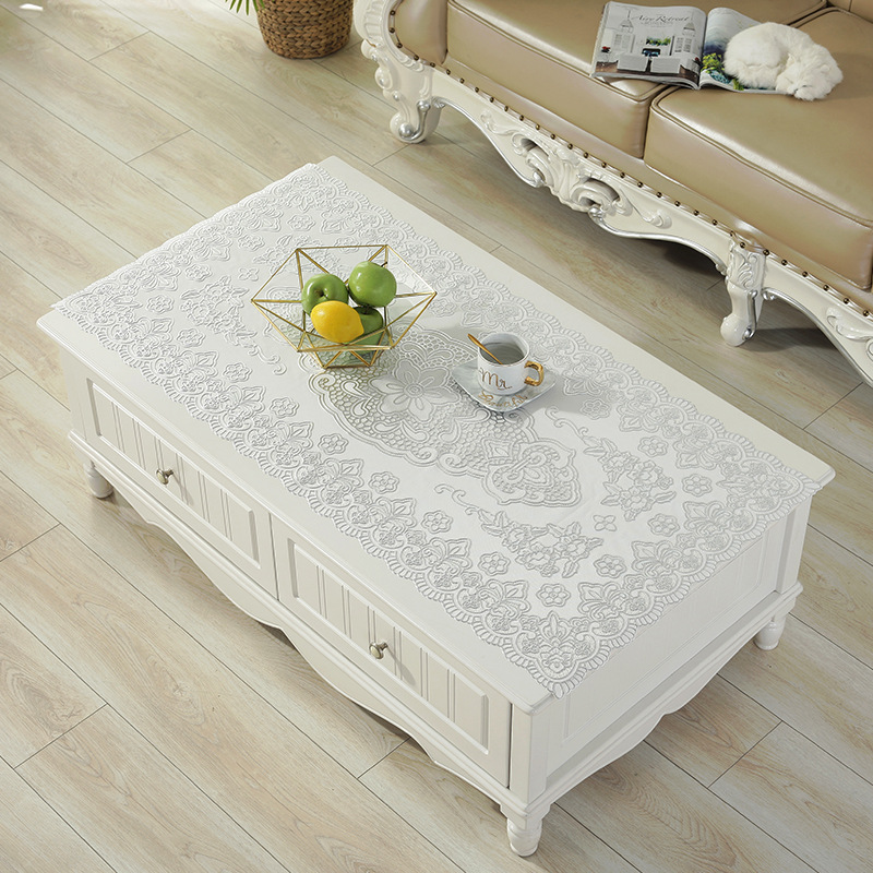 60*100Cm Rich Flower Hollow Coffee Table Mat Pvc Hot Gold Rectangular Tablecloth Europe And The United States Small Table Cloth Cross-Border details Picture