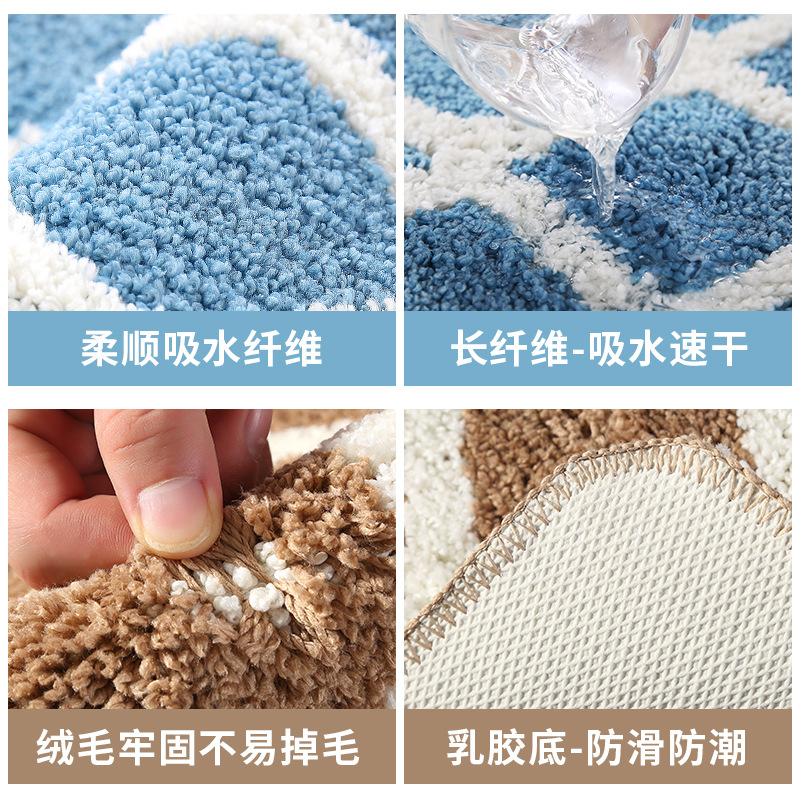 跨境经典几何/简约浴室防滑白底实物图
