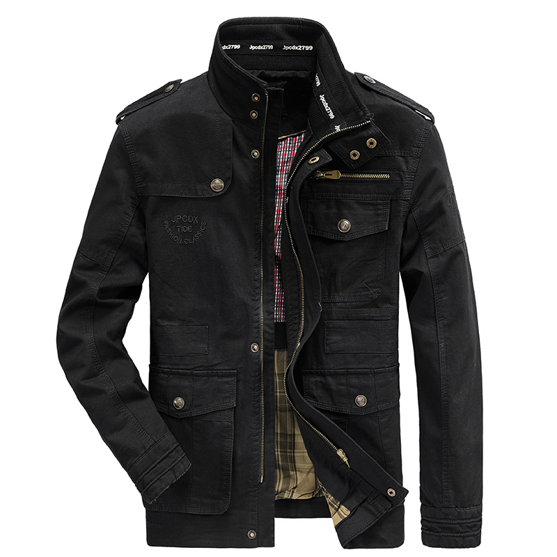Cross-border plover spring and autumn men's casual jacket, pure cotton stand-up collar men's coat, washed outdoor wholesale 8255 details Picture