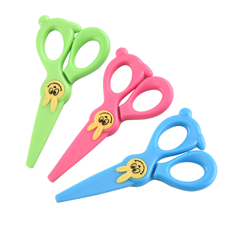 Children's scissors, paper-cutting, colorful and cute cartoon rabbits, plastic scissors that won't hurt hands, creative DIY student scissors