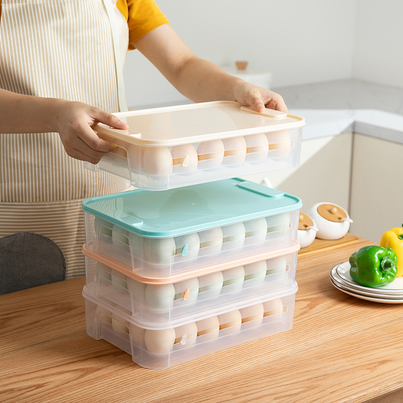 鸡蛋盒冰箱保鲜收纳格家用塑料装放鸡蛋的架托防震盒子多层可叠加图