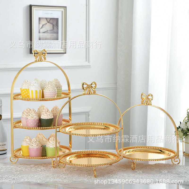 Multilayer Silver-Plated Fruit Plate Dessert Tray Cake Plate Party Supplies Wedding Props Home Decor Pieces