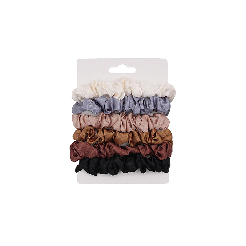 6 Pieces Of Ins Elegant French Satin Scrunchie With A Base Imitation Silk Hair Rope Head Rope Korean Hair Accessories Headpiece Item Picture