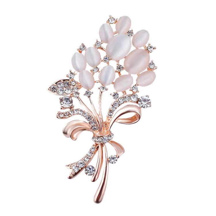 Cat's Eye Rhinestones Wheat Flower Brooch Corsage Women's Accessories High-Grade Brooch Pin Pin Clothing Accessories With Accessories Application Scenario