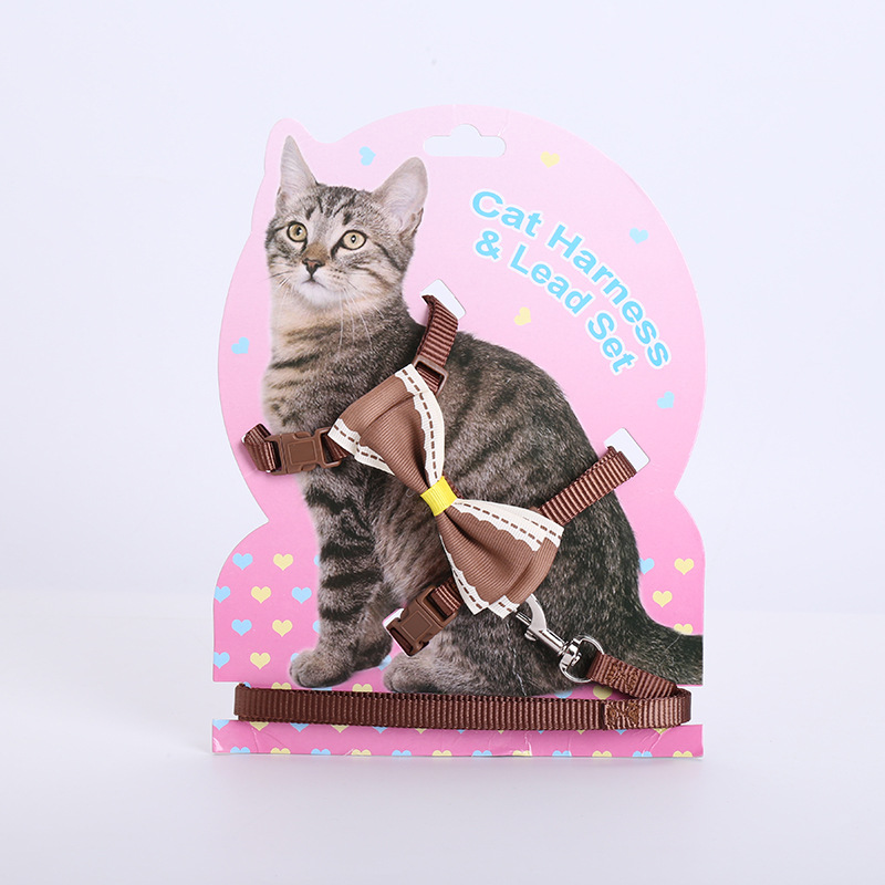 Wholesale of in-stock cat leashes, pet leashes, cat bow chest straps, and creative cat lashes Specification image