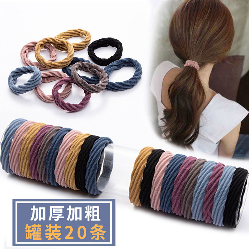 网红简约高弹力毛巾圈发绳 加粗黑色橡皮筋发圈2元店地摊批发头绳