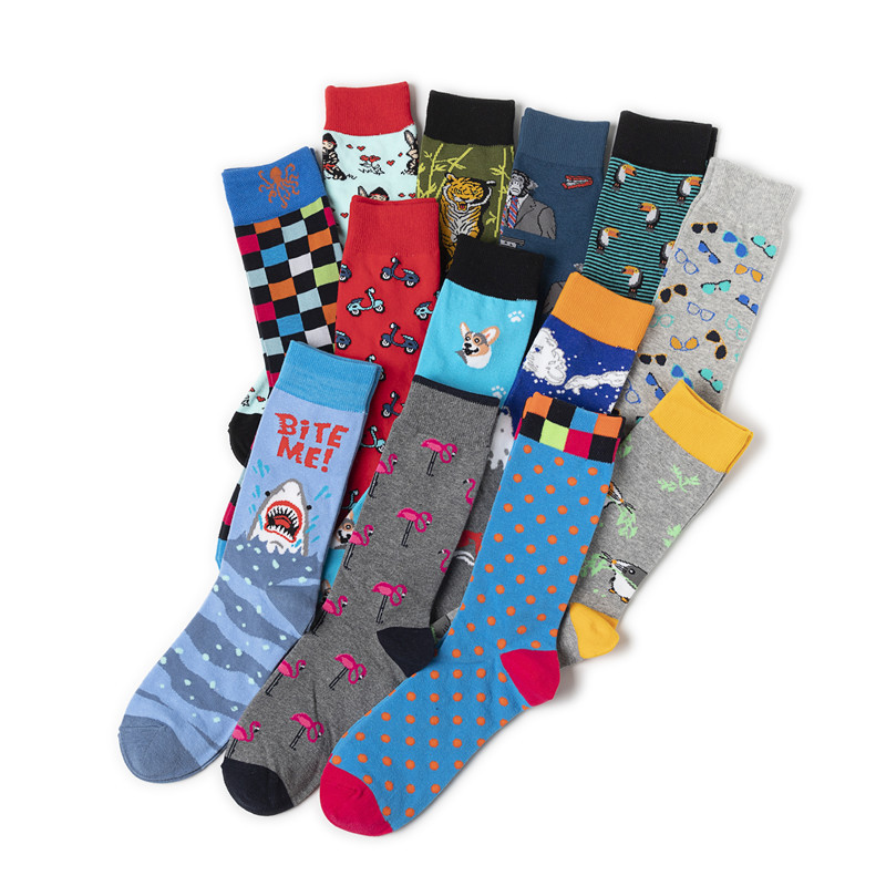 Cross-border women's socks, new, fashionable, individual and creative, trendy socks with multiple logos, medium and high-top foreign trade men's socks, skateboard socks details Picture
