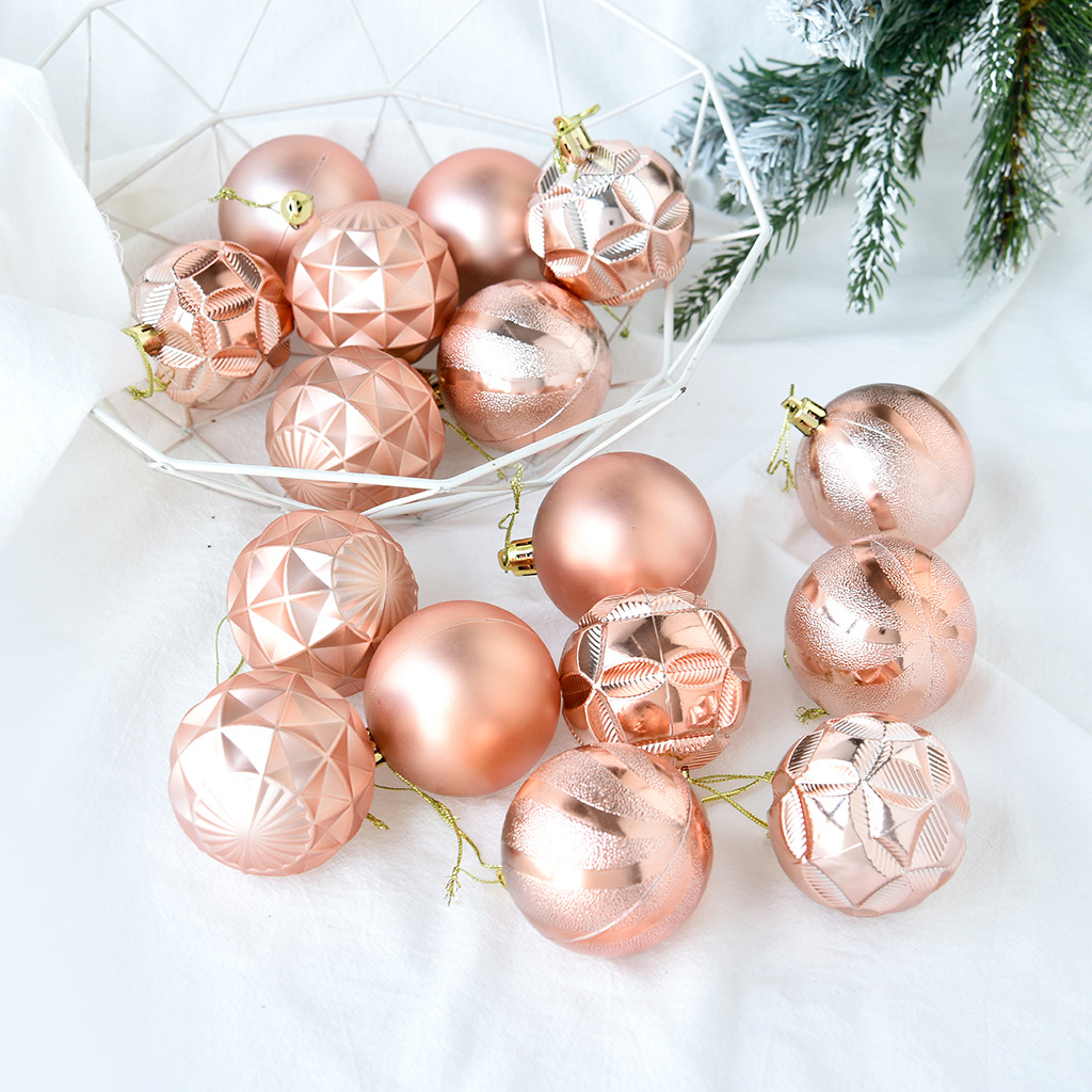 6cm irregular-shaped Christmas balls, golden Christmas tree, window display decoration, hanging balls, 16 bucket plastic Christmas balls Specification image