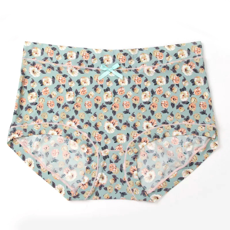 Hip-lifting women's underwear, high-waisted breathable triangle pants, plus-size printed summer women's ice silk underwear, cotton Item Picture