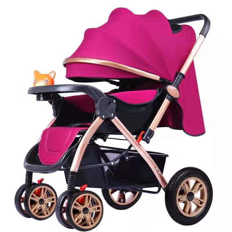 High View Stroller Can Sit And Lie Folding Four-Wheel Cushioned Stroller Two-Way Baby Stroller For Children Application Scenario