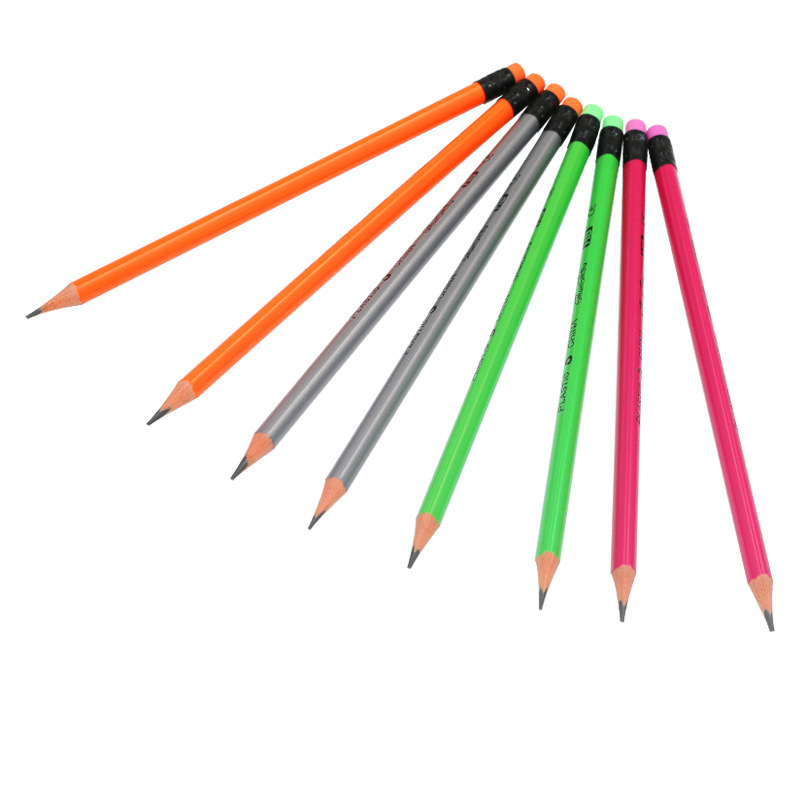 厂家直销安全环保学生写字铅笔HB荧光色12支混装三角铅笔以多从优详情图5