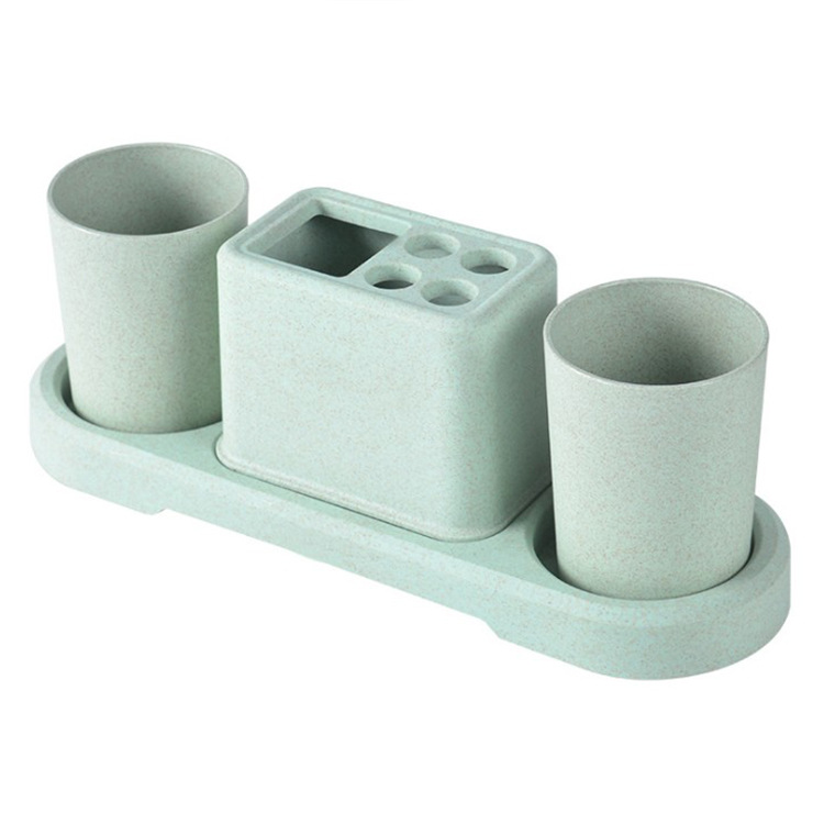 Wheat straw couple toiletries set, household toothbrush cup holder, student toothbrush and toothbrush holder, plastic mouthwash cup manufacturer Item Picture