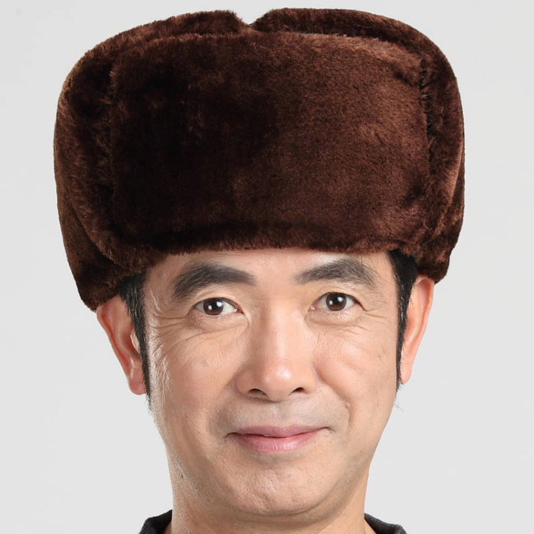 New Middle-Aged And Elderly Lei Feng Hat Warm Old Man Cotton Hat Men Winter Old Man Hat Leather Hat Old Lei Feng details Picture