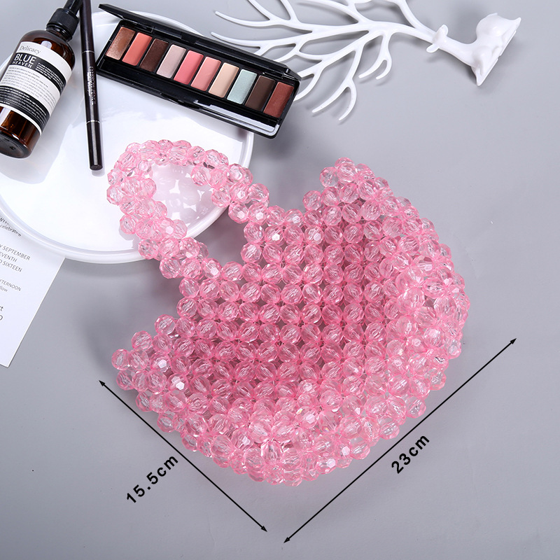2022 New style hand-held crystal bag, diy handcrafted beaded bag, fashionable women's acrylic ins hand-woven bag in stock Specification image