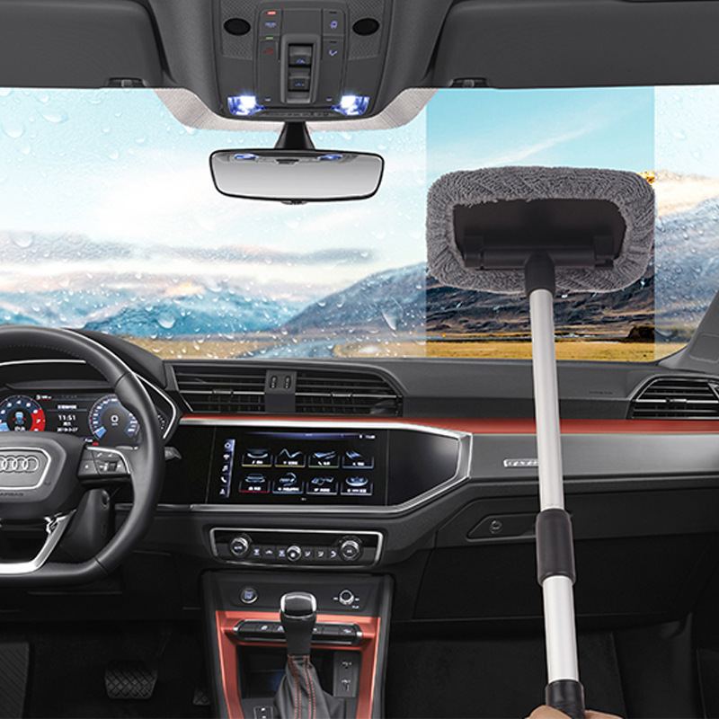 Car front windshield inner glass defogging brush, window defogging cleaning brush, dust duster, car cleaning magic tool, dust sweeping details Picture