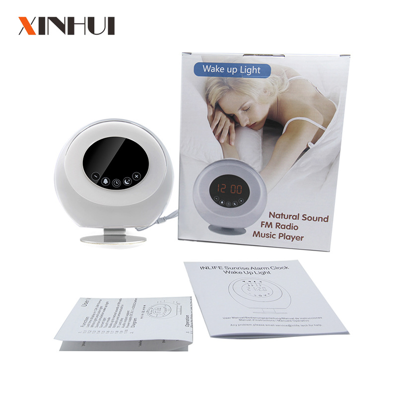 Simulated sunrise and sunset natural wake-up lights, timed on lights for getting up, daylight wake-up alarm clock, seven-color led night lights Item Picture