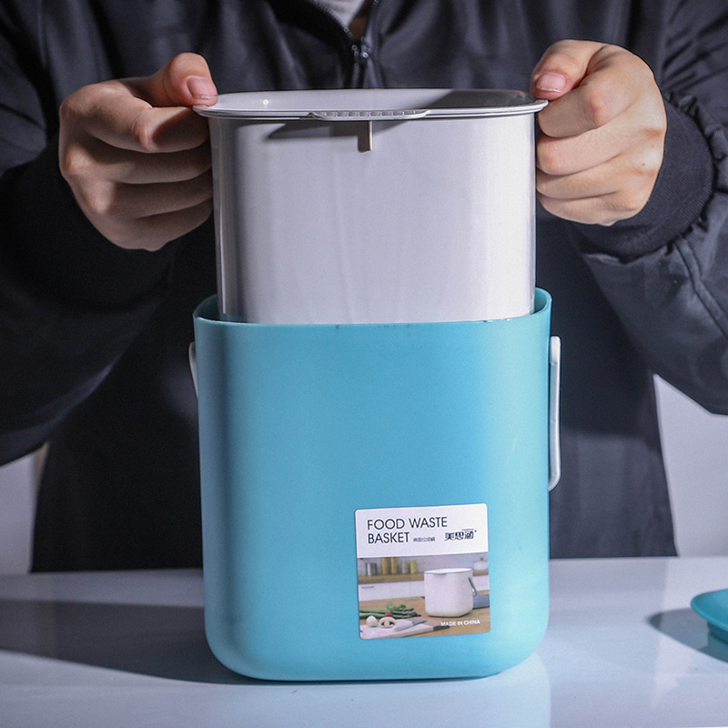 便携式带盖垃圾收纳桶创意桌面家用垃圾桶塑料干湿分离厨房垃圾桶详情图2