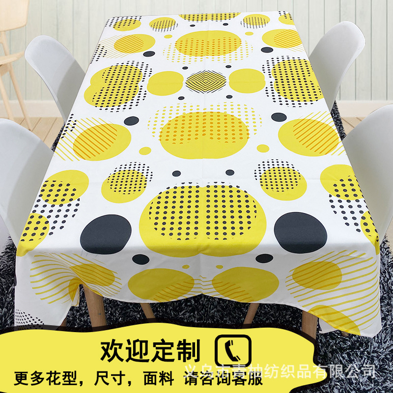 现代简约聚酯纤维桌布家用餐桌长方形桌布垫防水防油免洗餐桌垫