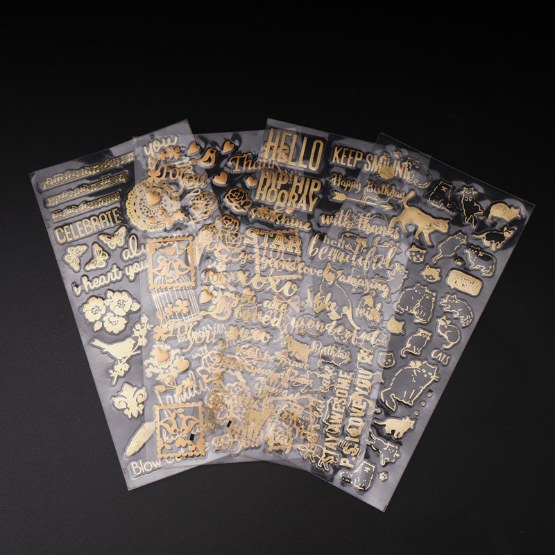 diy crystal resin stickers, gold material self-adhesive filling, table decoration, letter transparent stickers details Picture