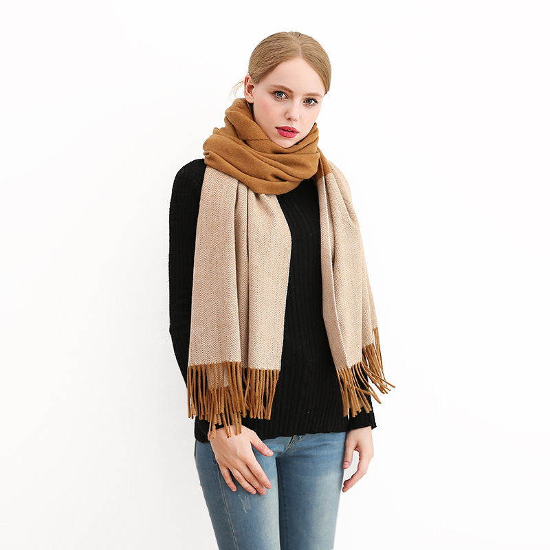 Woolen Scarf New Color Herringbone Female Hair Autumn And Winter Fashion Warm Shawl Europe And The United States Cross-Border Fringe Application Scenario