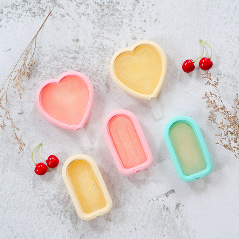 Summer silicone Popsicle mold love ice cream mold DIY ice cream mold three-piece set Popsicle ice full figure