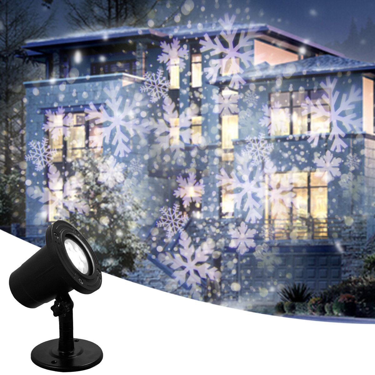 2019 New style Blizzard projection lamp, white snow flower lamp, Christmas snowflake blizzard projection lamp details Picture