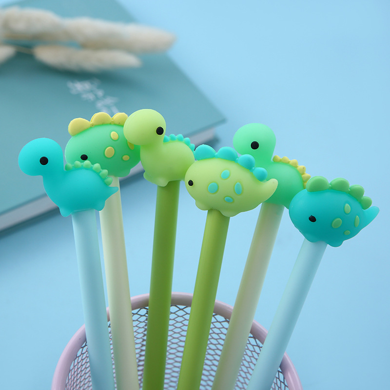Korean version silicone cartoon silicone gel pens, small dinosaur animal silicone gel head gel pens, 36 pieces in a box, signature pens