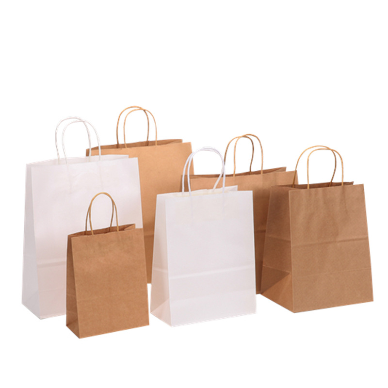 Off-The-Shelf Kraft Oil Proof Paper Bag Gift Advertising Bag Clothing Shopping Bag Kraft Paper Tote Bag Logo Item Picture