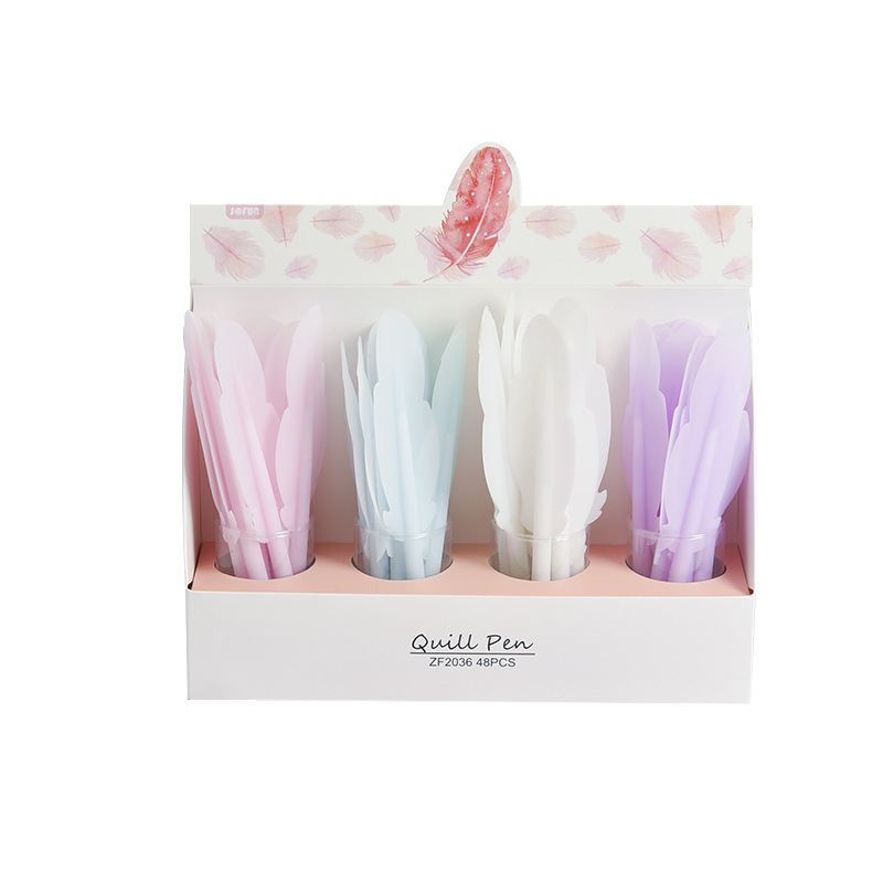 Factory Direct Sales New Feather Silicone Neutral Pen Zf2036 Creative Cute Shape Pen Student Stationery Item Picture