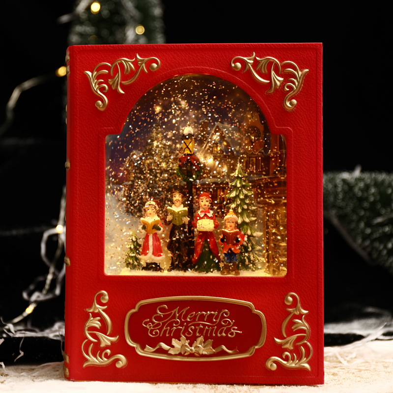 WDL-1979节日装饰用品圣诞节 创意圣诞节礼物平安夜礼品 书本风灯 唱诗班图