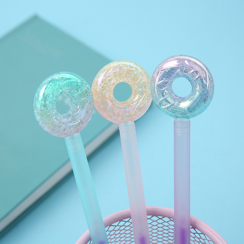 Korean version 2105 Crystal Donut Gel Pen, creative and colorful ice crack Donut, student signature pen wholesale