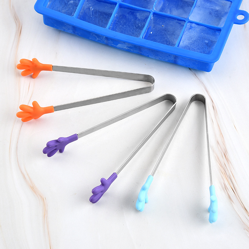 Silicone sugar cube tongs, stainless steel food tongs, food tongs, sugar cube tongs, creative small palms, silicone food tongs, ice tongs