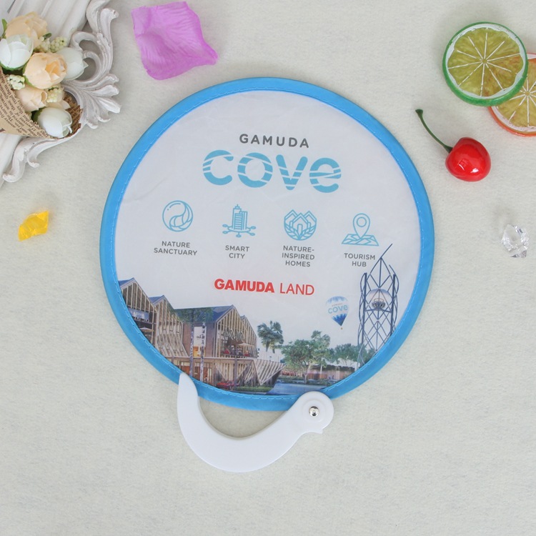 Custom folding nylon polyester ball fan with handle Advertisement Frisbee fan Mini folding portable fan Specification drawing