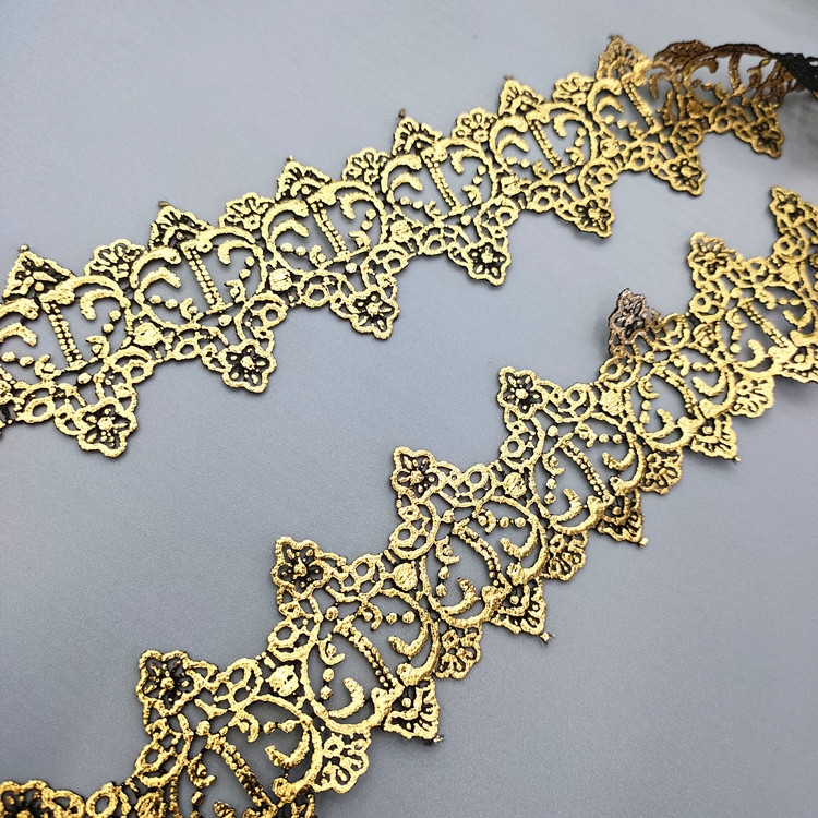 Factory direct sales of lace, gold water-soluble barcode, polyester gilding, handcrafted lace, exquisite clothing accessories