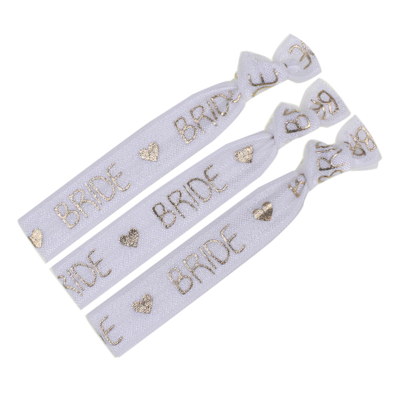 Manufacturers Direct Spot Bride Elastic Bag Side Band Knot Hair Band Hot Gold Printing Elastic Wholesale 1.5Cm Item Picture