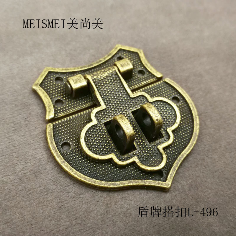 Box lock, jewelry box buckle, old-fashioned furniture, retro lock plate lock, bronze box buckle, Chinese-style antique box shield Specification image